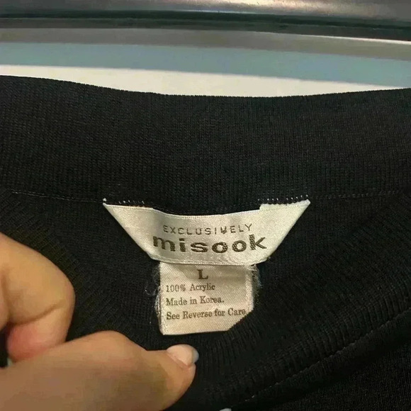 Exclusively Misook Women Black Pants Elastic Waist Pull On Size L 100% Acrylic - Picture 3 of 4